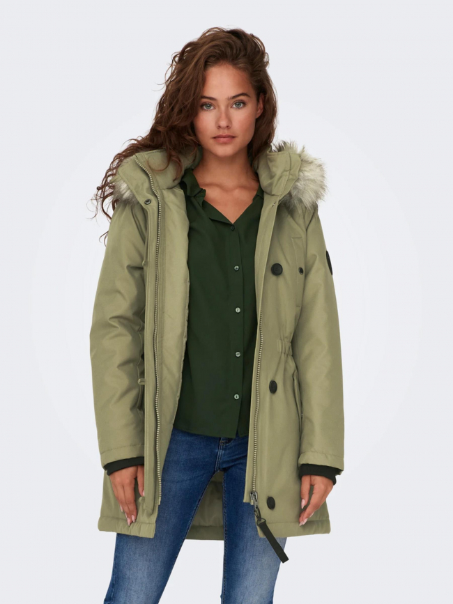 Blouson parka d'hiver iris kaki femme - Only