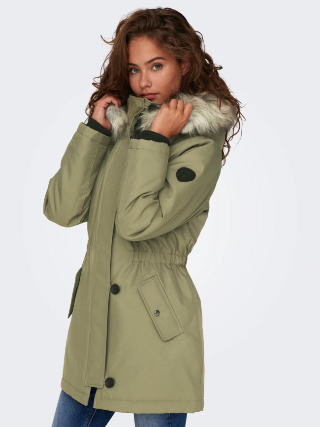 Blouson parka d'hiver iris kaki femme - Only