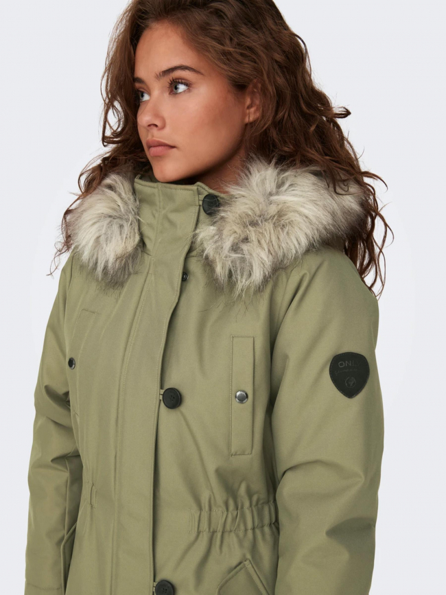 Blouson parka d'hiver iris kaki femme - Only