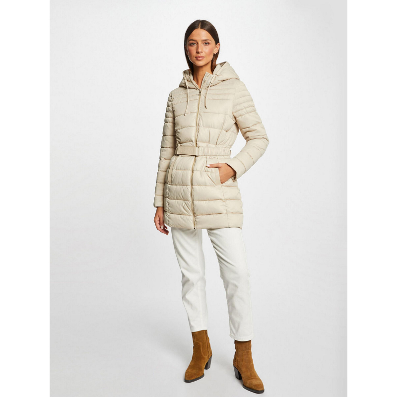 Doudoune longue cintrée gennes beige femme - Morgan