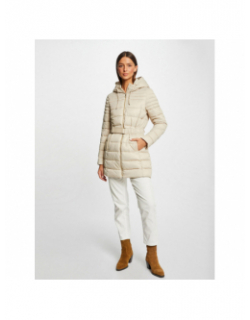 Doudoune longue cintrée gennes beige femme - Morgan