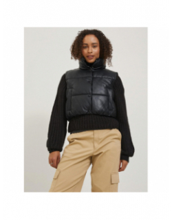 Doudoune sans manche crop simili-cuir breezy noir femme - Jjxx