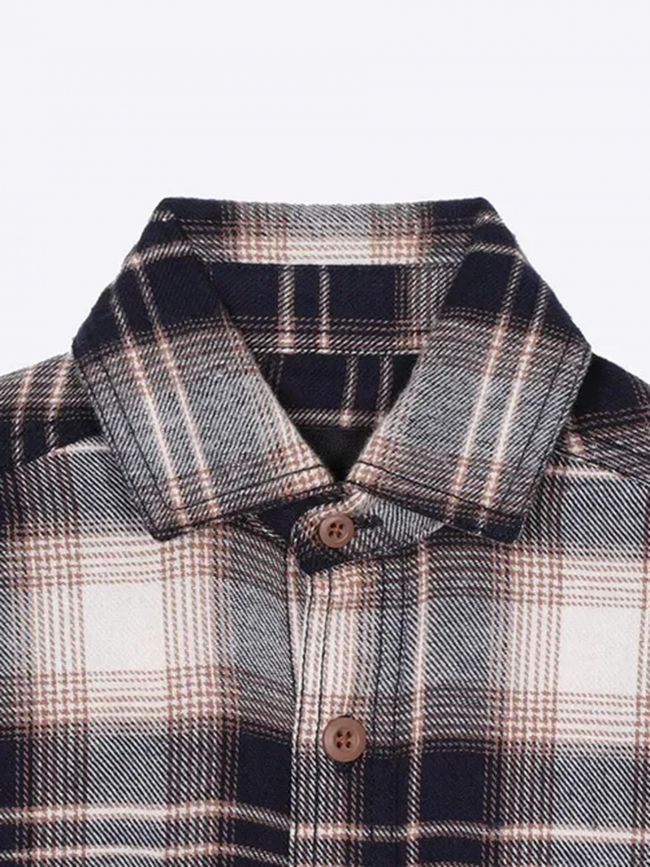 Chemise à carreaux eroy marron bleu garçon - Kaporal