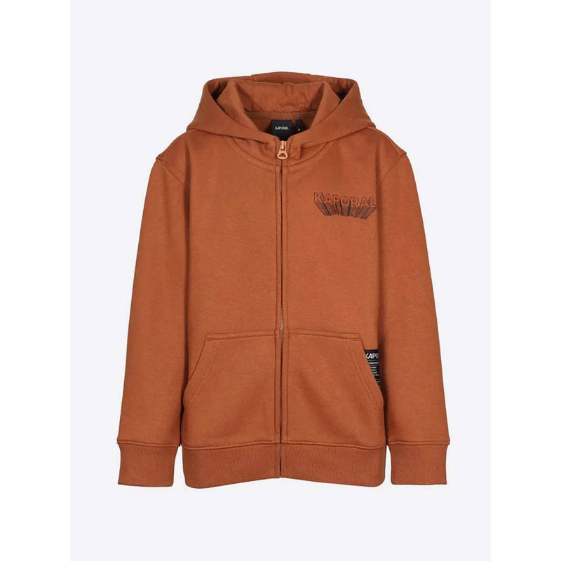 Sweat zippé à capuche logo marron garçon - Kaporal