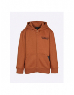 Sweat zippé à capuche logo marron garçon - Kaporal