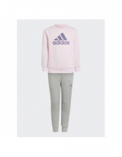 Ensemble jogging badge of sport gris rose enfant - Adidas