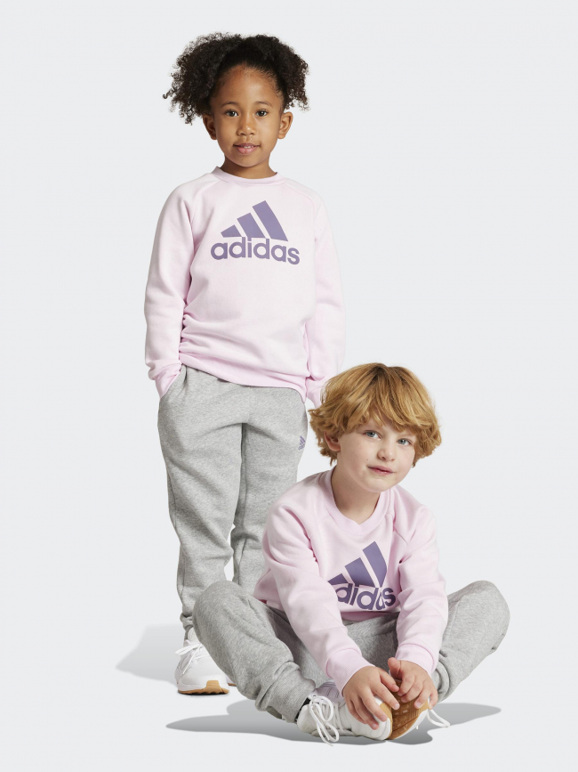 Ensemble jogging badge of sport gris rose enfant - Adidas