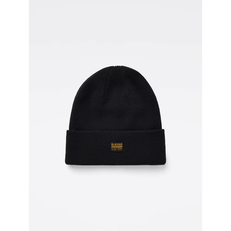 Bonnet uni logo noir homme - G Star