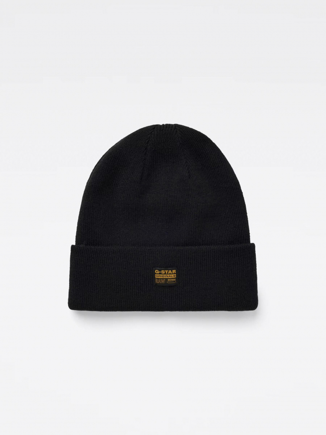 Bonnet uni logo noir homme - G Star