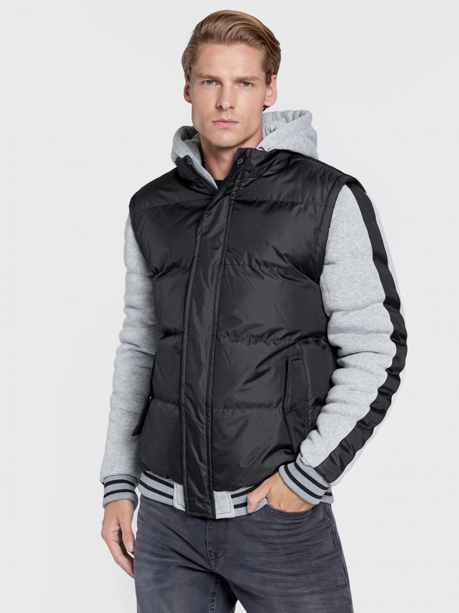 Blouson bi-matière outwear gris noir homme - Blend