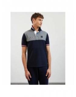 Polo bicolore feinte de passe bleu gris homme - Eden Park