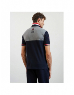 Polo bicolore feinte de passe bleu gris homme - Eden Park