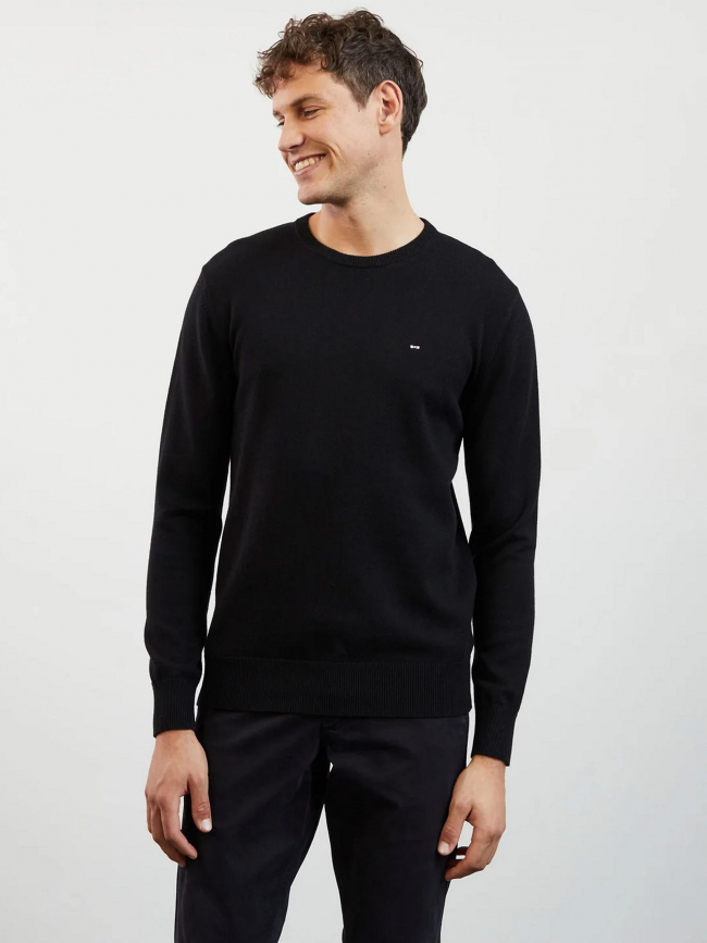 Pull en laine uni edinburgh noir homme - Eden Park