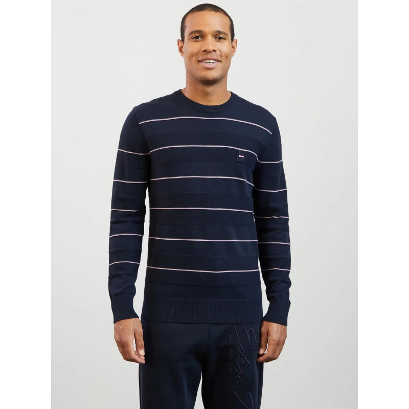 Pull rayé maipu rose bleu marine homme - Eden Park