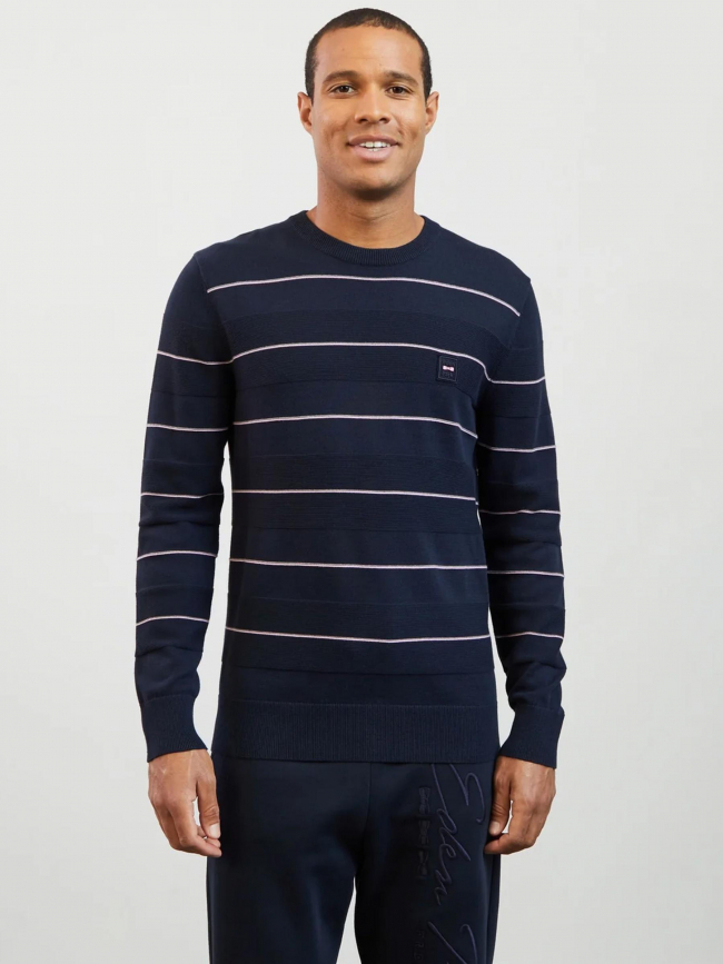 Pull rayé maipu rose bleu marine homme - Eden Park