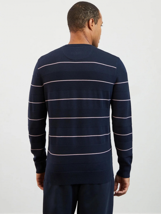 Pull rayé maipu rose bleu marine homme - Eden Park