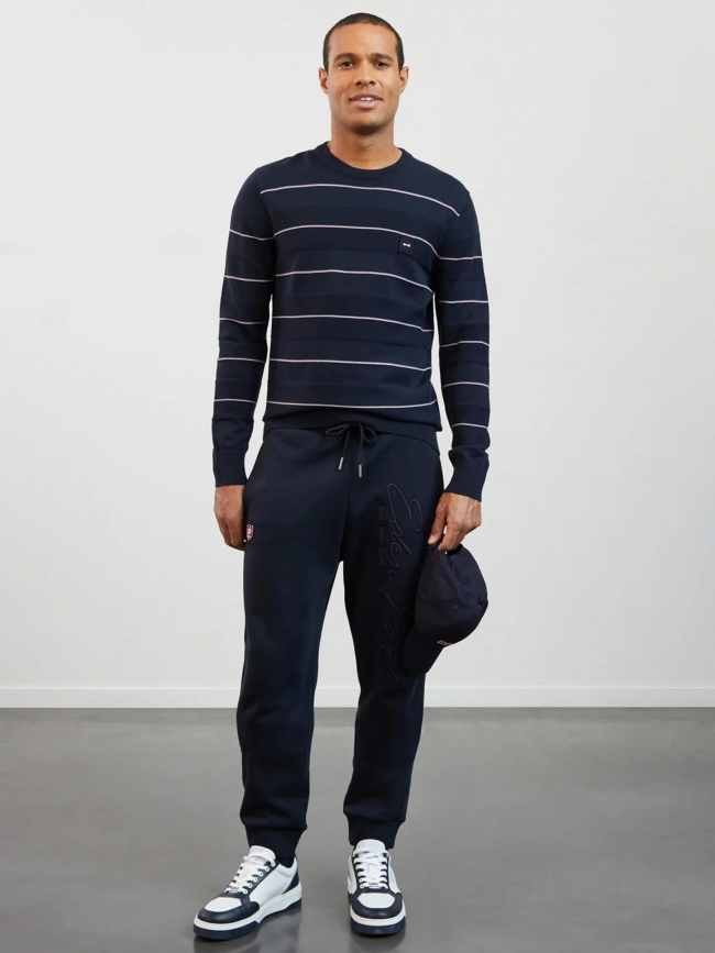 Pull rayé maipu rose bleu marine homme - Eden Park