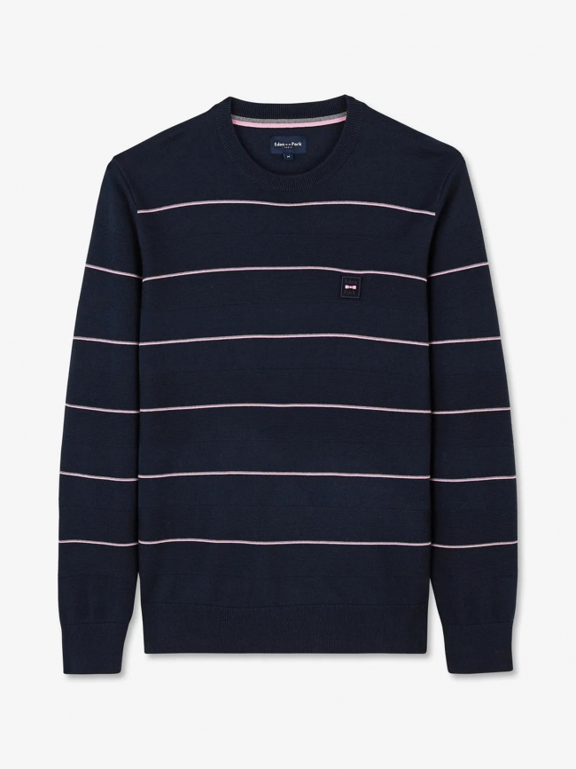 Pull rayé maipu rose bleu marine homme - Eden Park
