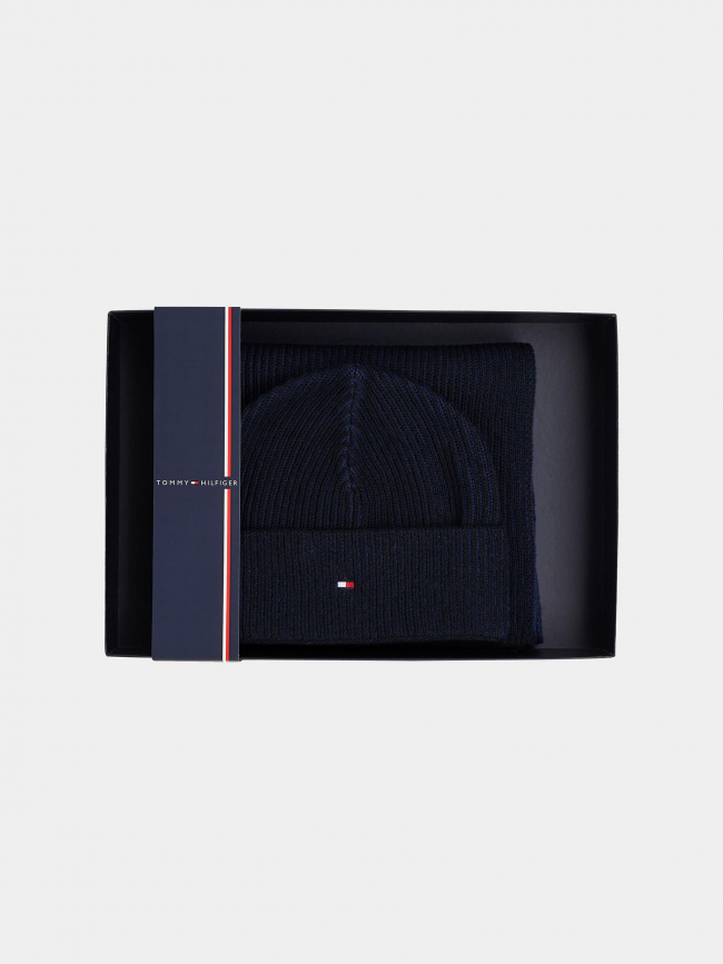 Coffret écharpe bonnet flag bleu marine homme - Tommy Hilfiger