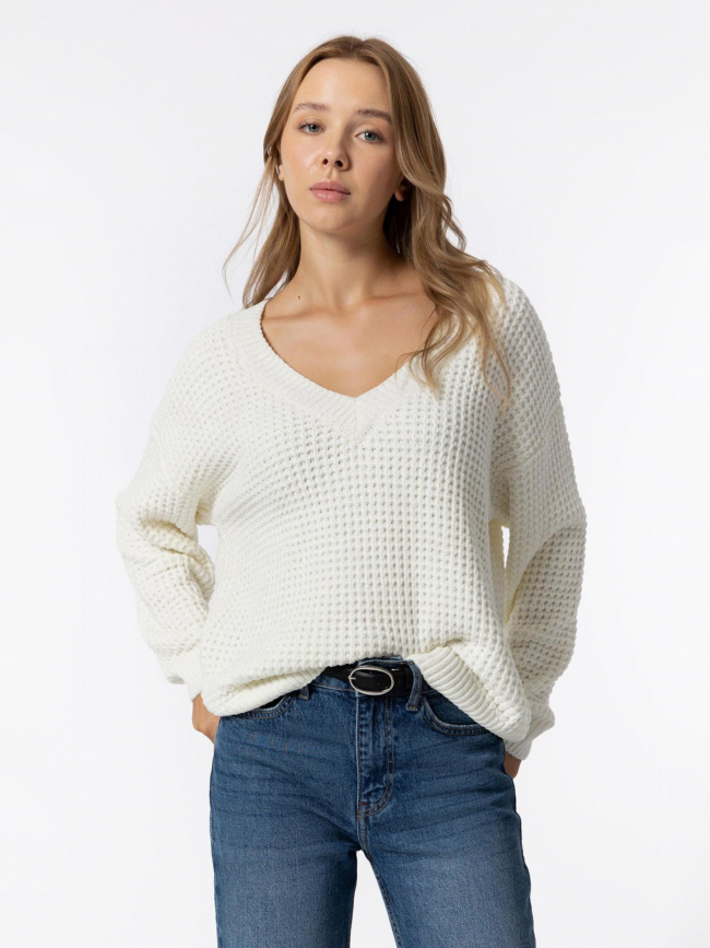 Pull col v hera bouleau blanc femme - Tiffosi