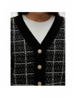 Gilet cardigan à carreaux crop kia noir femme - Vero Moda