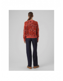 Pull à fleurs col rond rose rouge femme - Vero Moda