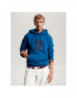 Sweat à capuche monogram applique bleu homme - Tommy Hilfiger