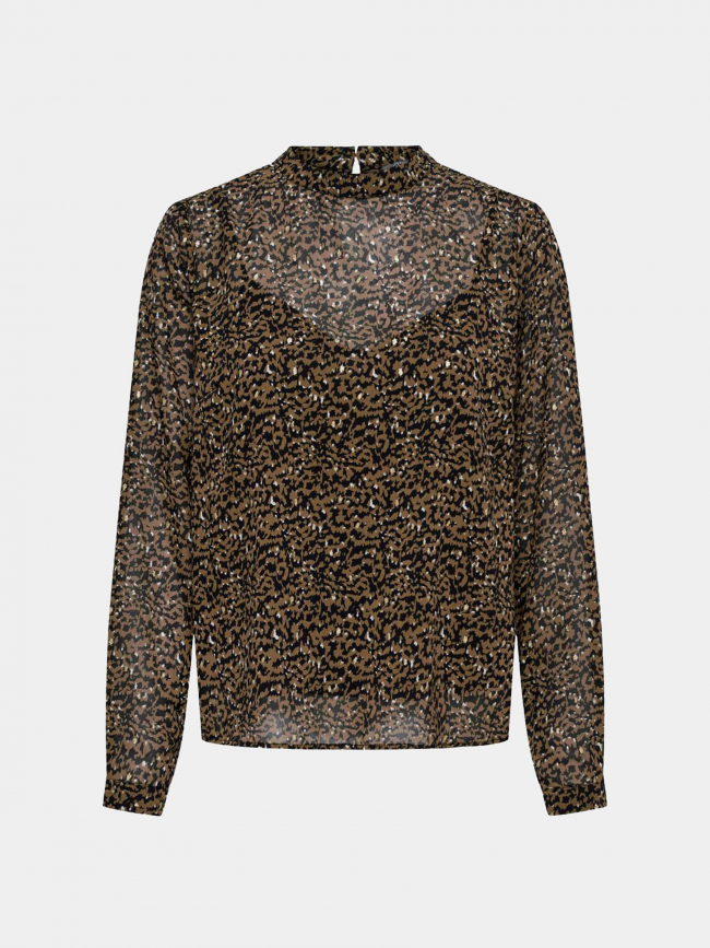 Blouse imprimés col montant kacey marron femme - Only