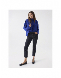 Pull en laine col montant bleu femme - Salsa