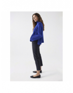 Pull en laine col montant bleu femme - Salsa