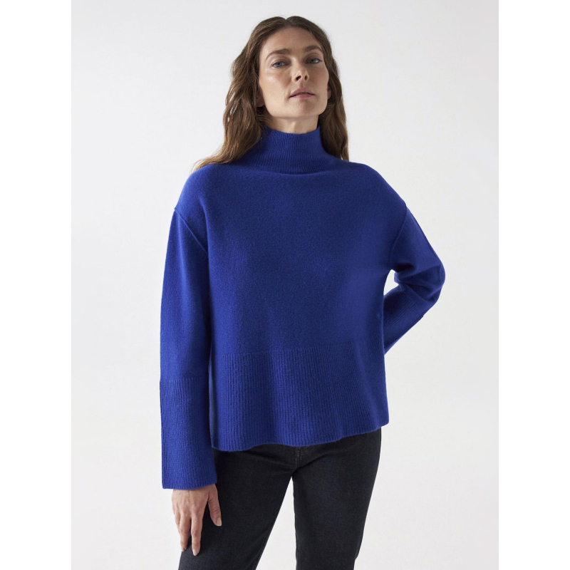 Pull en laine col montant bleu femme - Salsa