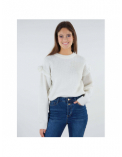 Pull maille zig zag jolane blanc femme - Deeluxe