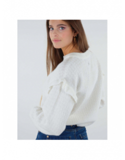 Pull maille zig zag jolane blanc femme - Deeluxe