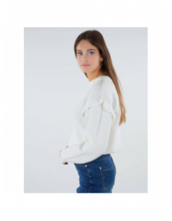 Pull maille zig zag jolane blanc femme - Deeluxe