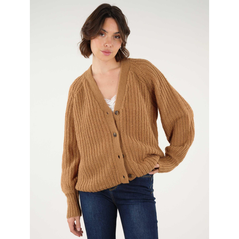 Gilet cardigan zanae marron femme - Deeluxe