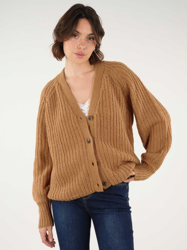 Gilet cardigan zanae marron femme - Deeluxe