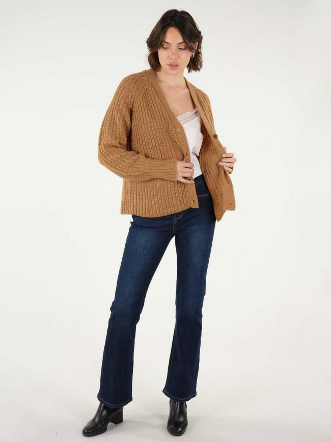 Gilet cardigan zanae marron femme - Deeluxe