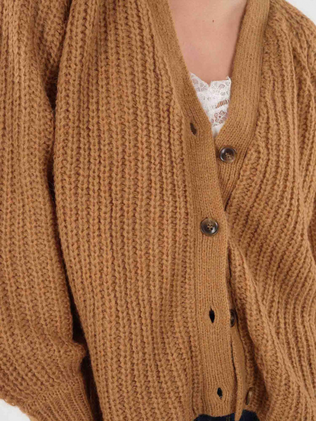 Gilet cardigan zanae marron femme - Deeluxe