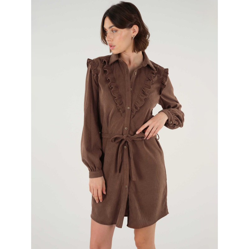 Robe velours côtelé michaline marron femme - Deeluxe