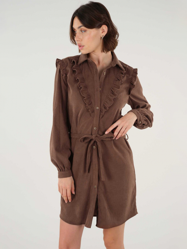 Robe velours côtelé michaline marron femme - Deeluxe