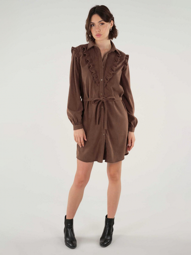 Robe velours côtelé michaline marron femme - Deeluxe