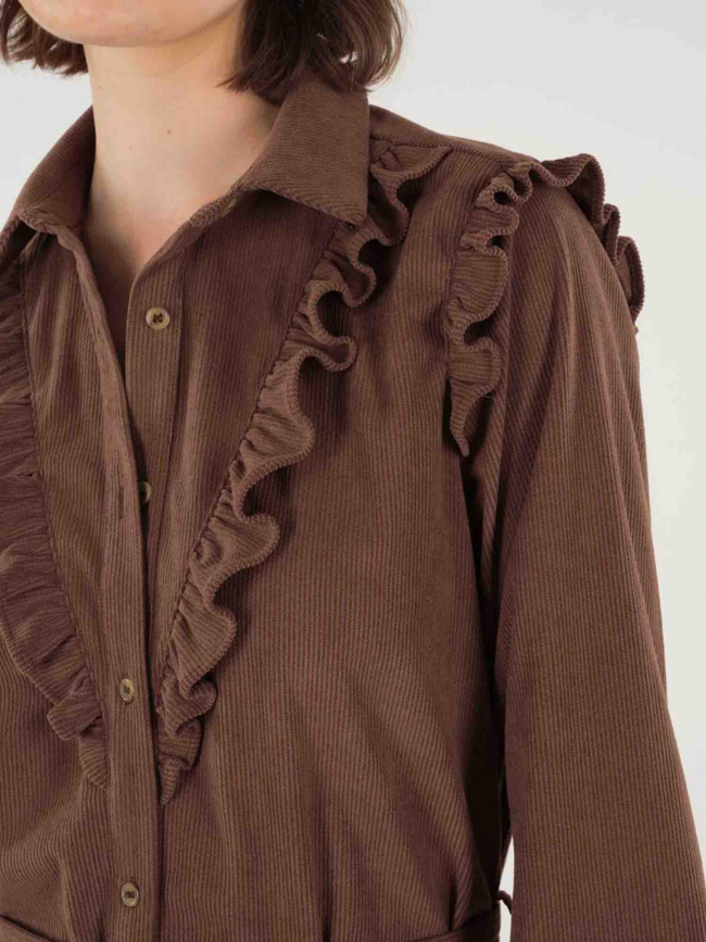 Robe velours côtelé michaline marron femme - Deeluxe