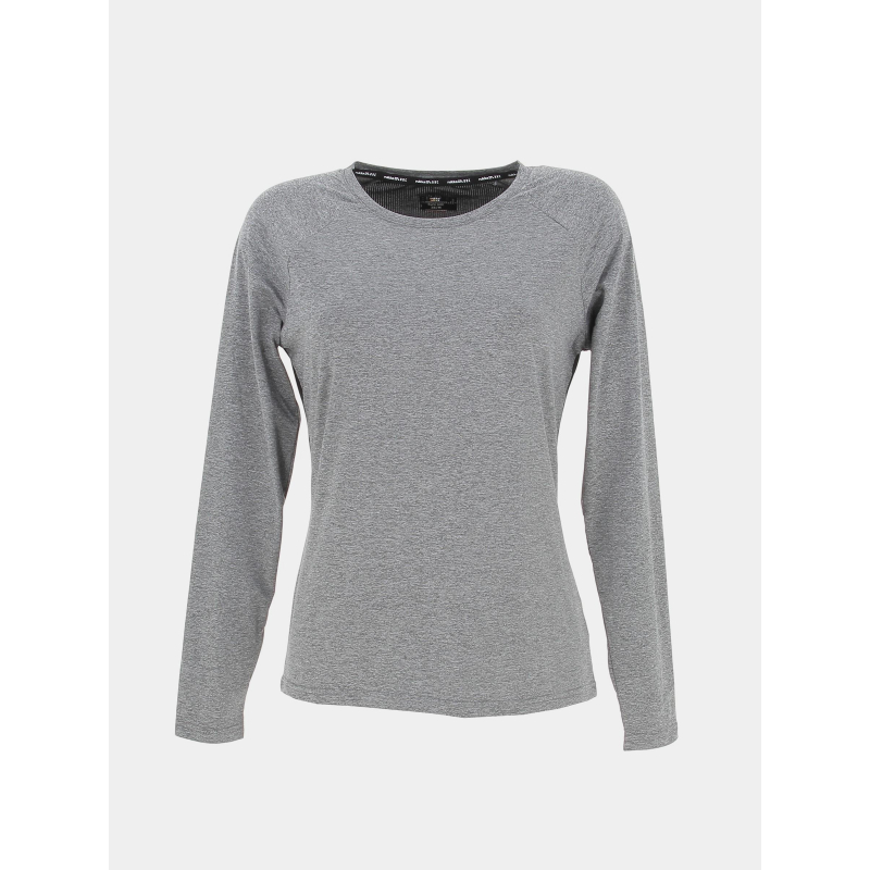 T-shirt technique manches longue chiné gris femme - Rukka