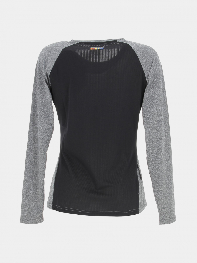 T-shirt technique manches longue chiné gris femme - Rukka