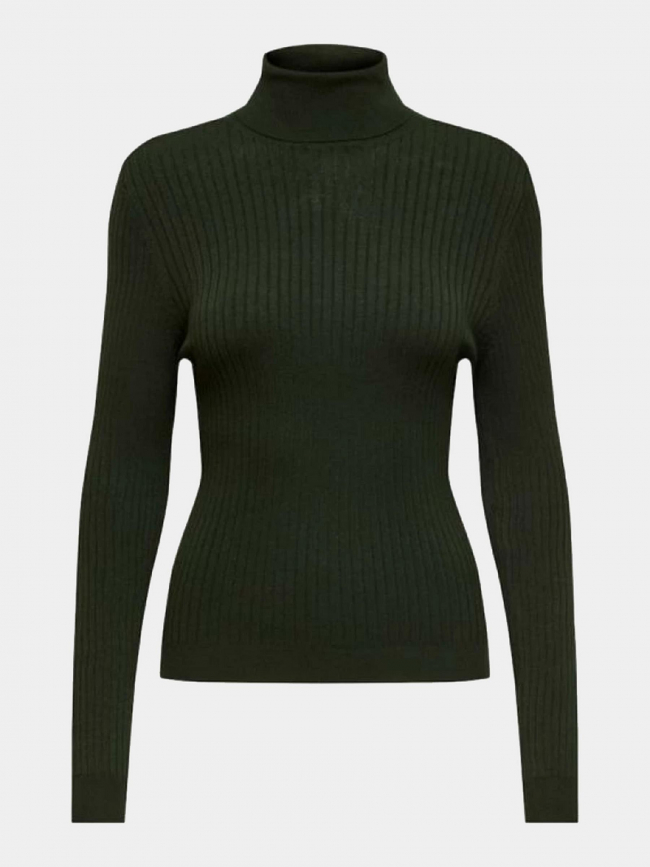 Pull col roulé côtelé karol vert femme - Only