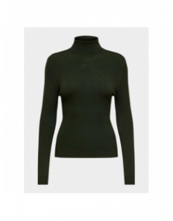 Pull col roulé côtelé karol vert femme - Only