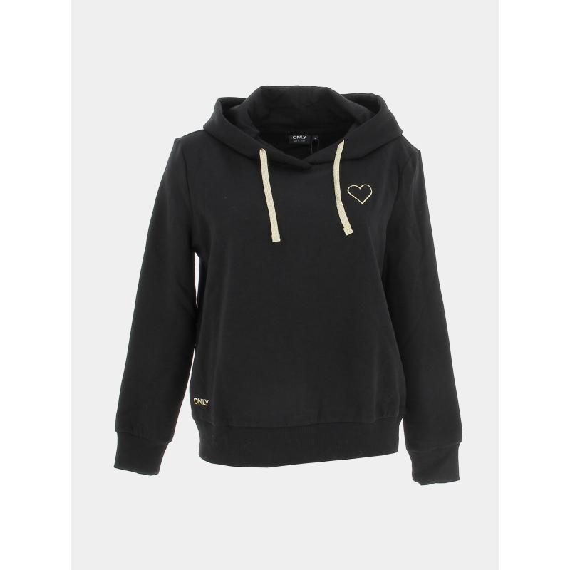 Sweat à capuche logo coeur doré noomi noir femme - Only