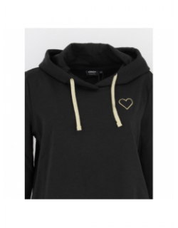 Sweat à capuche logo coeur doré noomi noir femme - Only