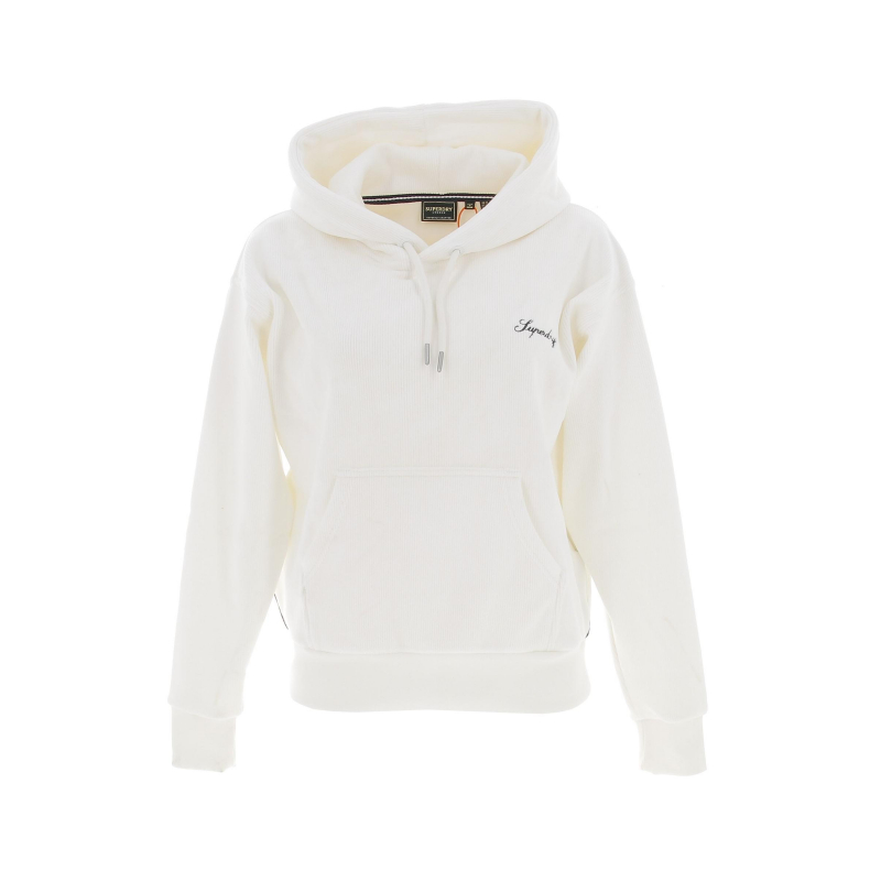 Sweat à capuche velours boxy blanc femme - Superdry