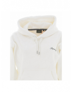 Sweat à capuche velours boxy blanc femme - Superdry